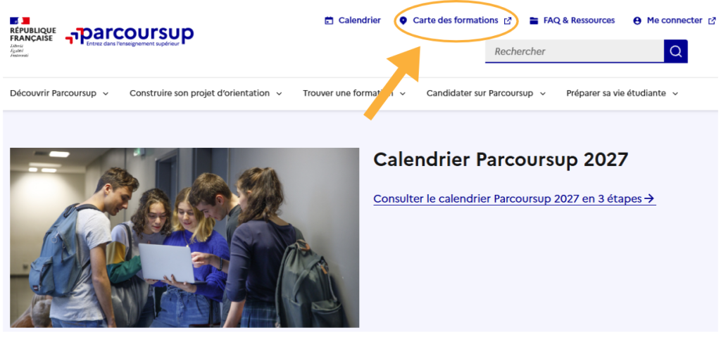 Carte des formations Parcoursup