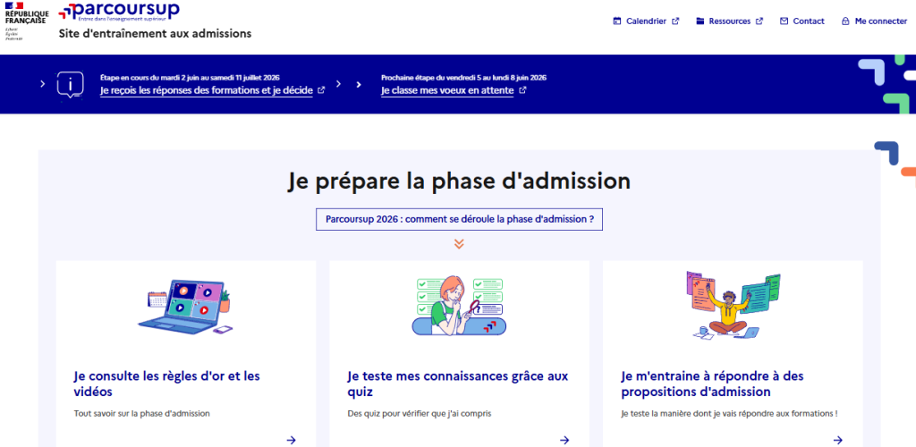 site entrainement parcoursup